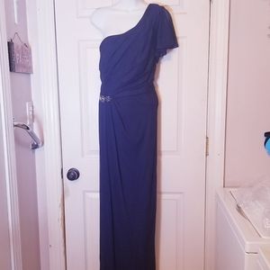 🆕️ David's Bridal Blue One Shoulder Evening Gown